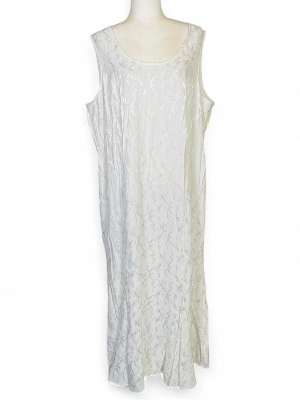 Vintage 90s Violet Kay Plus Size 3X Sleeveless White Dress Drop Waist Floral